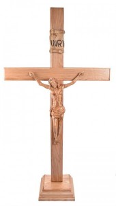 Large 6 Foot 4 Inch Standing Oak and Olive Wood Crucifix [HLT1046]