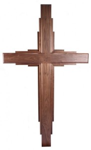 Large 8 Foot Contemporary Walnut Wall Cross [HLT742]
