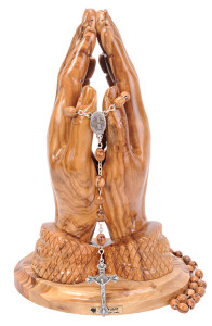 Large Catholic Praying Hands Statue with Rosary 8 Inches [HLT251015H]
