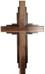 Large Contemporary Walnut Wall Cross 5 Foot [HLT731]