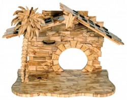 Large Olive Wood Nativity Stable 18.5 Inches High [HLT231016]