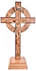 Large Standing Hand Carved Celtic Crucifix 4 Feet 2 Inches [HLT1050]
