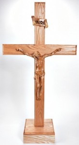 Large Standing Oak and Olive Wood Crucifix 4 Feet 4 Inches Tall [HLT736]