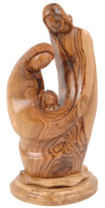 Modern Holy Family Statue in Olive Wood 9.5 Inch [HLT191412A]