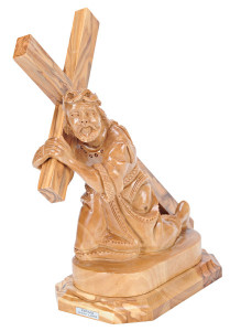 Olive Wood Statue Jesus Carrying the Cross 7.5 Inches [HLT131413]