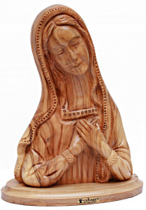 Olive Wood Statue of the Virgin Mary Bust 8.5 Inches [HLT171013]