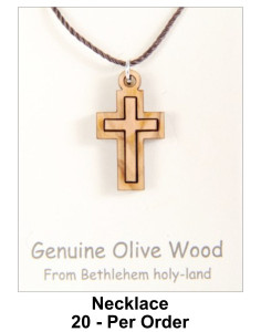 Small Wooden Cross Necklaces Bulk price 1 Inch [Necklaces10A]