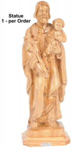 St. Joseph with Child Statue Olive Wood 10.75 Inches Tall [HLT161212]