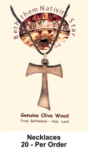 Tau Olive Wood Cross Necklaces 1.5 Inch Bulk Price [Necklaces34A]