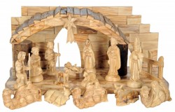 16 Piece Olive Wood Holy Land Nativity Set [Stable4Figures3J]