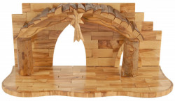 Unique Olive Wood  Nativity Stable 9.25 Inches Tall [HLT231213]