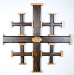Very Large 3 Foot Walnut Jerusalem Cross [HLT1013]
