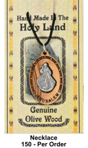 Wholesale Divine Mercy Olive Wood Necklaces 1.5 Inches [Necklaces108BW]