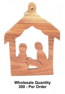 Wholesale Modern Olivewood Nativity Scene Ornaments [Ornament78BW]