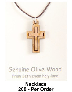 Wholesale Olive Wood Cross Necklaces 1 Inch [Necklaces10BW]