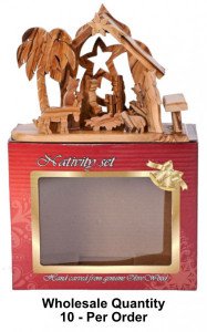 Wholesale Small Olive Wood Nativity Sets [MangerScene212751BW]